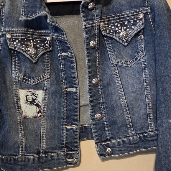 Miss Me Jackets & Blazers - Miss Me Blue Denim Jacket with Embellishments